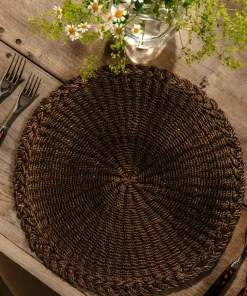 Rebecca Udall Place Settings & Linens|Braided Abaca Placemat in Chocolate