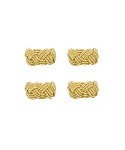 Rebecca Udall Place Settings & Linens|Braided Napkin Rings in Antique Gold, Set of 4