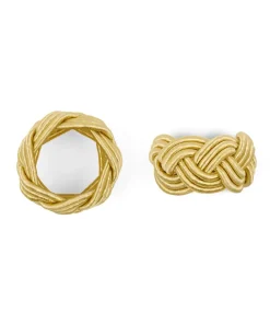 Rebecca Udall Place Settings & Linens|Braided Napkin Rings in Antique Gold, Set of 4