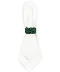 Rebecca Udall Place Settings & Linens|Braided Napkin Rings in Fir Green, Set of 4