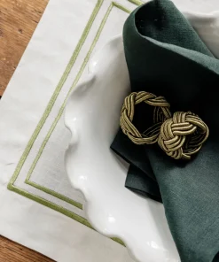 Rebecca Udall Place Settings & Linens|Braided Napkin Rings in Moss, Set of 4