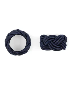 Rebecca Udall Place Settings & Linens|Braided Napkin Rings in Navy, Set of 4