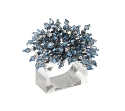 Kim Seybert Place Settings & Linens|Brilliant Napkin Ring in Midnight & Silver, Set of 4