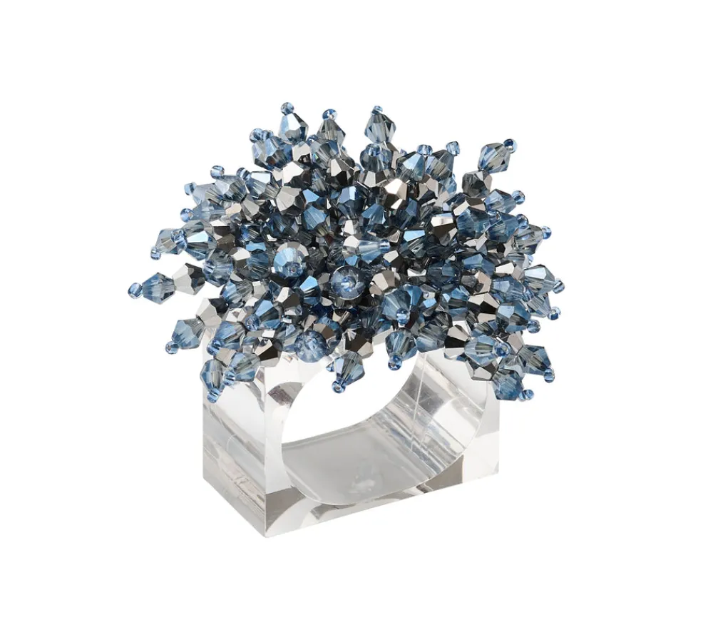 Kim Seybert Place Settings & Linens|Brilliant Napkin Ring in Midnight & Silver, Set of 4