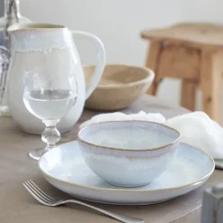 Costa Nova Dinnerware|Brisa Collection Dinner Plates in Salt, Set of 6