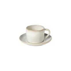 Costa Nova Dinnerware|Brisa Collection Tea Cups & Saucers in Salt, Set of 6