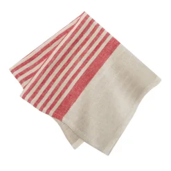 Caravan Place Settings & Linens|Brittany Natural Napkins in Natural & Red, Set of 4