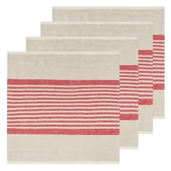 Caravan Place Settings & Linens|Brittany Natural Napkins in Natural & Red, Set of 4