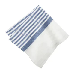 Caravan Place Settings & Linens|Brittany White Napkins in White & Blue, Set of 4