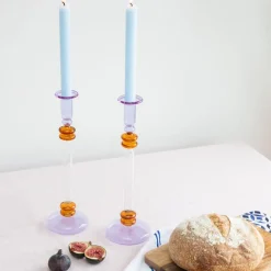 Issy Granger Candles|Bugle Glass Candlestick in Purple & Amber