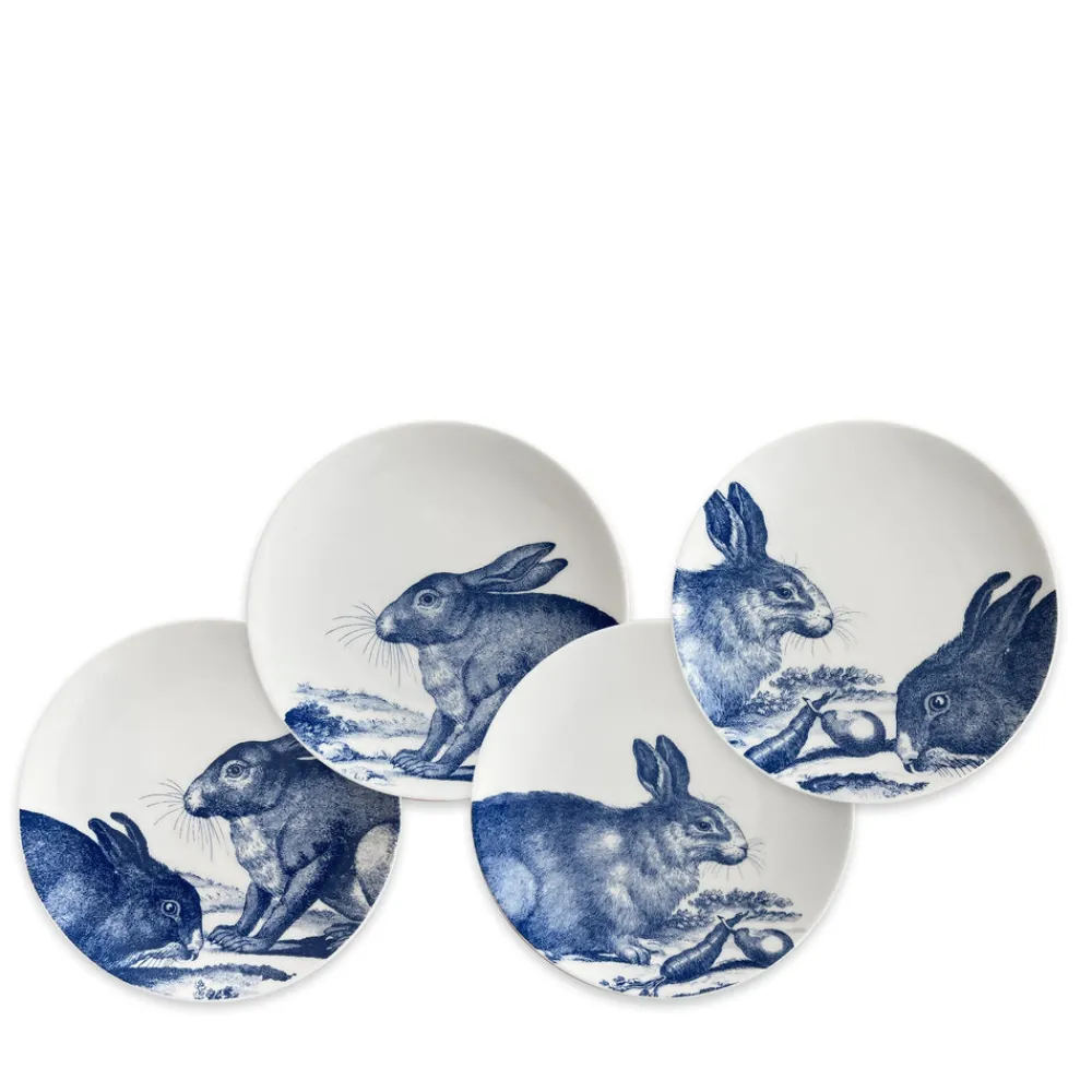 Caskata Dinnerware|Bunnies Blue Canape Plates