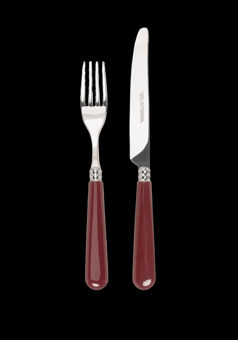 Late Afternoon Flatware|Burgundy Knife and Fork Set