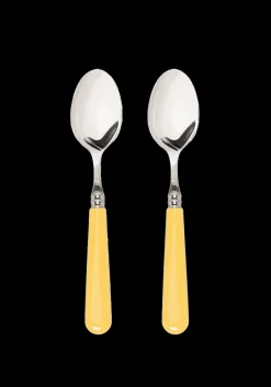 Late Afternoon Flatware|Butter Yellow Dessert Spoons, Set of 2