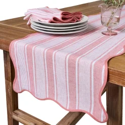 Juliska Place Settings & Linens|Cabana Stripe 18" x 90" Table Runner in Coral