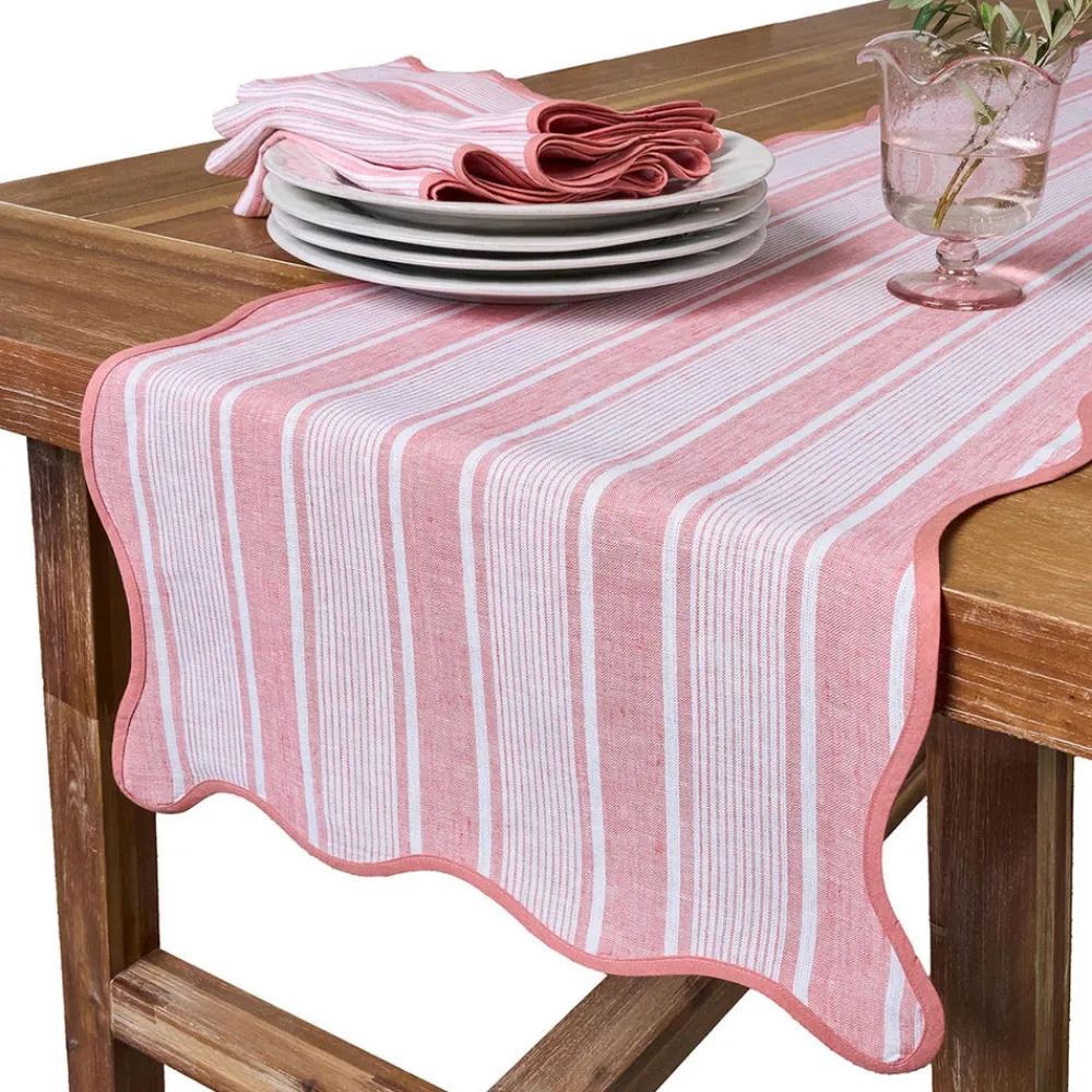 Juliska Place Settings & Linens|Cabana Stripe 18" x 90" Table Runner in Coral