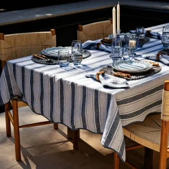 Juliska Place Settings & Linens|Cabana Stripe 60" x 120" Tablecloth in Ocean