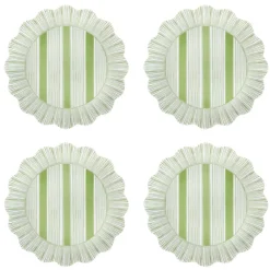 Juliska Dinnerware|Cabana Stripe Melamine Dessert/Salad Plate, Set of 4 in Seagrass