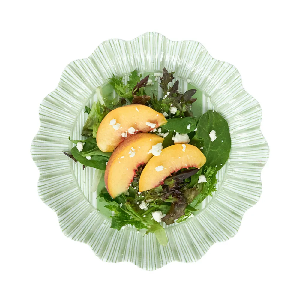 Juliska Dinnerware|Cabana Stripe Melamine Dessert/Salad Plate, Set of 4 in Seagrass