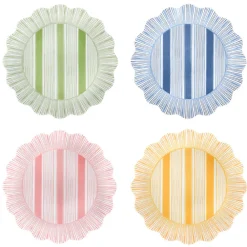 Juliska Dinnerware|Cabana Stripe Melamine Dessert/Salad Plate Assorted, Set of 4 in Multi