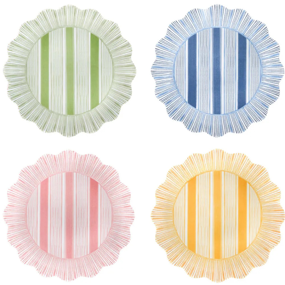 Juliska Dinnerware|Cabana Stripe Melamine Dessert/Salad Plate Assorted, Set of 4 in Multi