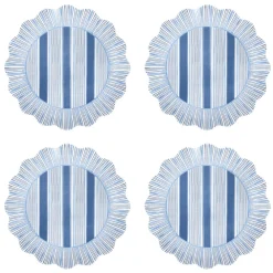 Juliska Dinnerware|Cabana Stripe Melamine Dessert/Salad Plate, Set of 4 in Ocean