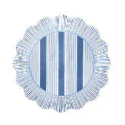 Juliska Dinnerware|Cabana Stripe Melamine Dessert/Salad Plate, Set of 4 in Ocean