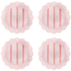 Juliska Dinnerware|Cabana Stripe Melamine Dessert/Salad Plate, Set of 4 in Coral