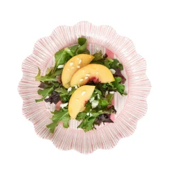 Juliska Dinnerware|Cabana Stripe Melamine Dessert/Salad Plate, Set of 4 in Coral