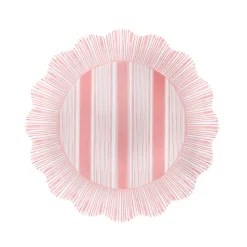 Juliska Dinnerware|Cabana Stripe Melamine Dessert/Salad Plate, Set of 4 in Coral