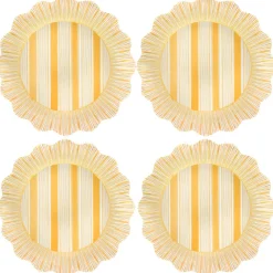 Juliska Dinnerware|Cabana Stripe Melamine Dinner Plate, Set of 4 in Sunshine