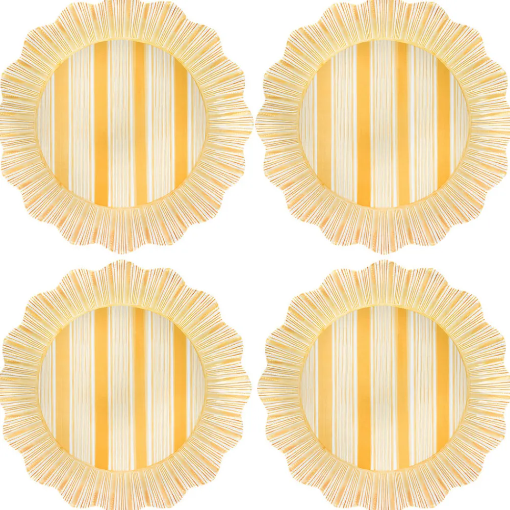 Juliska Dinnerware|Cabana Stripe Melamine Dinner Plate, Set of 4 in Sunshine