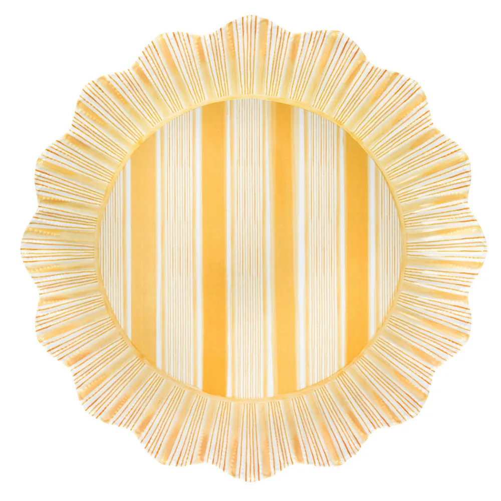 Juliska Dinnerware|Cabana Stripe Melamine Dinner Plate, Set of 4 in Sunshine