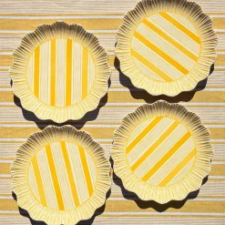 Juliska Dinnerware|Cabana Stripe Melamine Dinner Plate, Set of 4 in Sunshine