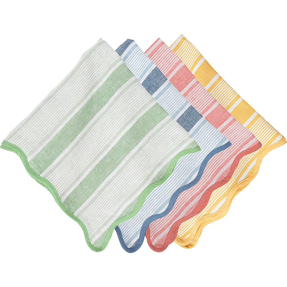 Juliska Place Settings & Linens|Cabana Stripe Napkin Assorted, Set of 4 in Multi