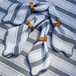 Juliska Place Settings & Linens|Cabana Stripe Napkin, Set of 4 in Ocean