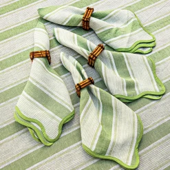 Juliska Place Settings & Linens|Cabana Stripe Napkin, Set of 4 in Seagrass