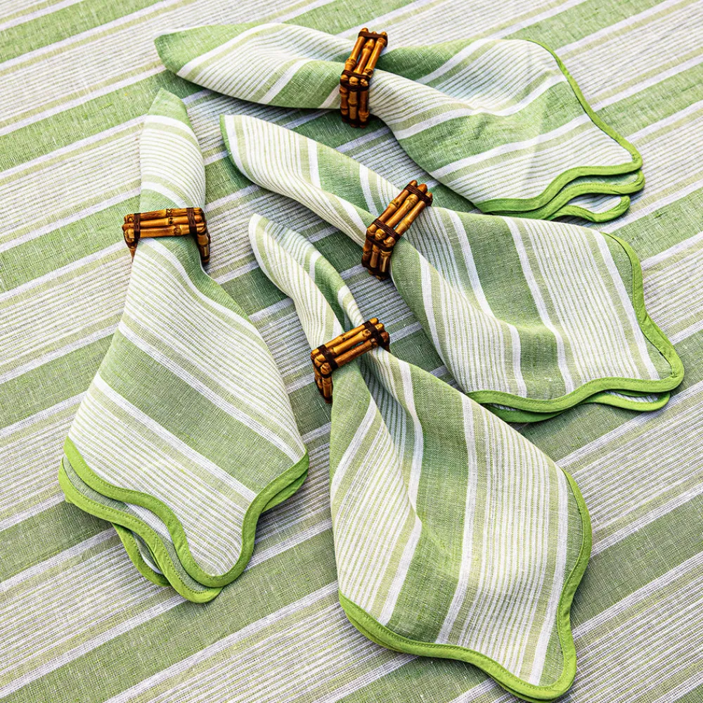 Juliska Place Settings & Linens|Cabana Stripe Napkin, Set of 4 in Seagrass