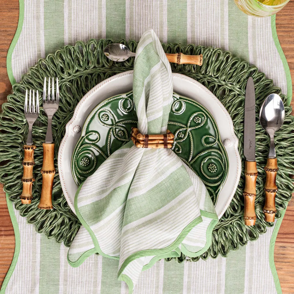 Juliska Place Settings & Linens|Cabana Stripe Napkin, Set of 4 in Seagrass
