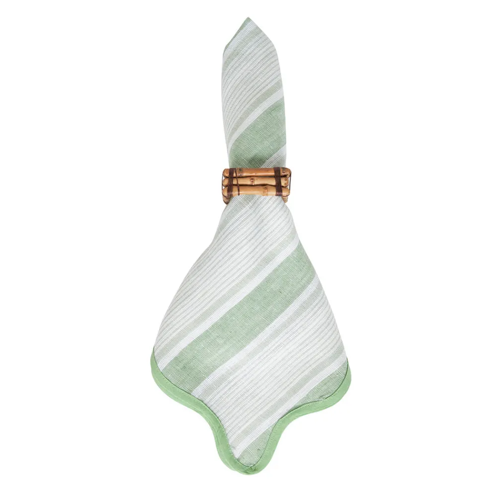 Juliska Place Settings & Linens|Cabana Stripe Napkin, Set of 4 in Seagrass