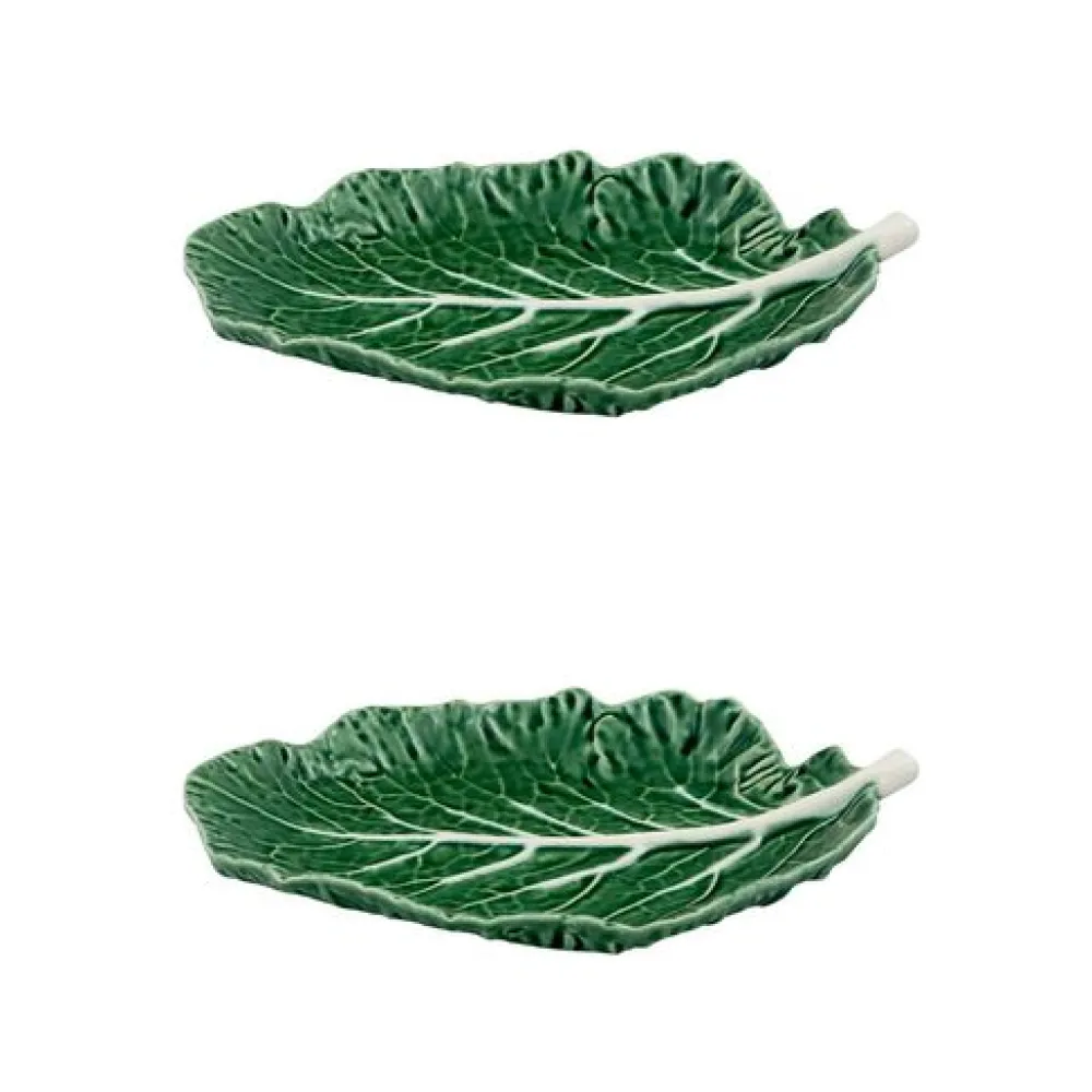 Bordallo Pinheiro Dinnerware|Cabbage Leaf 28" in Green, Set of 2