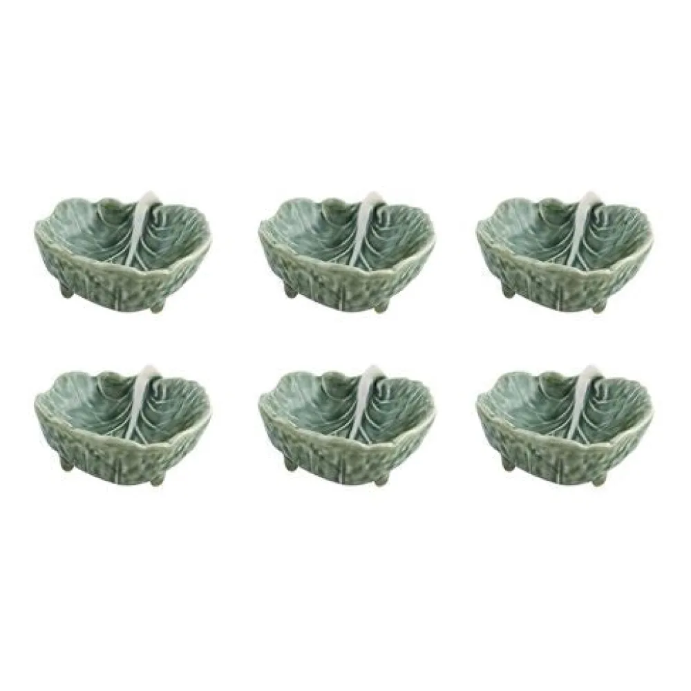 Bordallo Pinheiro Dinnerware|Cabbage Leaf 9" in Green, Set of 6