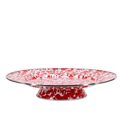 Golden Rabbit Dinnerware|Cake Plate in Red Swirl