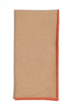 TriChi Design Place Settings & Linens|Camel Napkin with Light Orange Small Trim, Set of 4