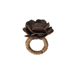 Juliska Place Settings & Linens|Camellia Napkin Ring in Brown, Set of 4