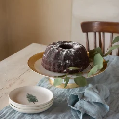 Costa Nova Dinnerware|Camilla Collection Glass Band Footed Plate in Gold