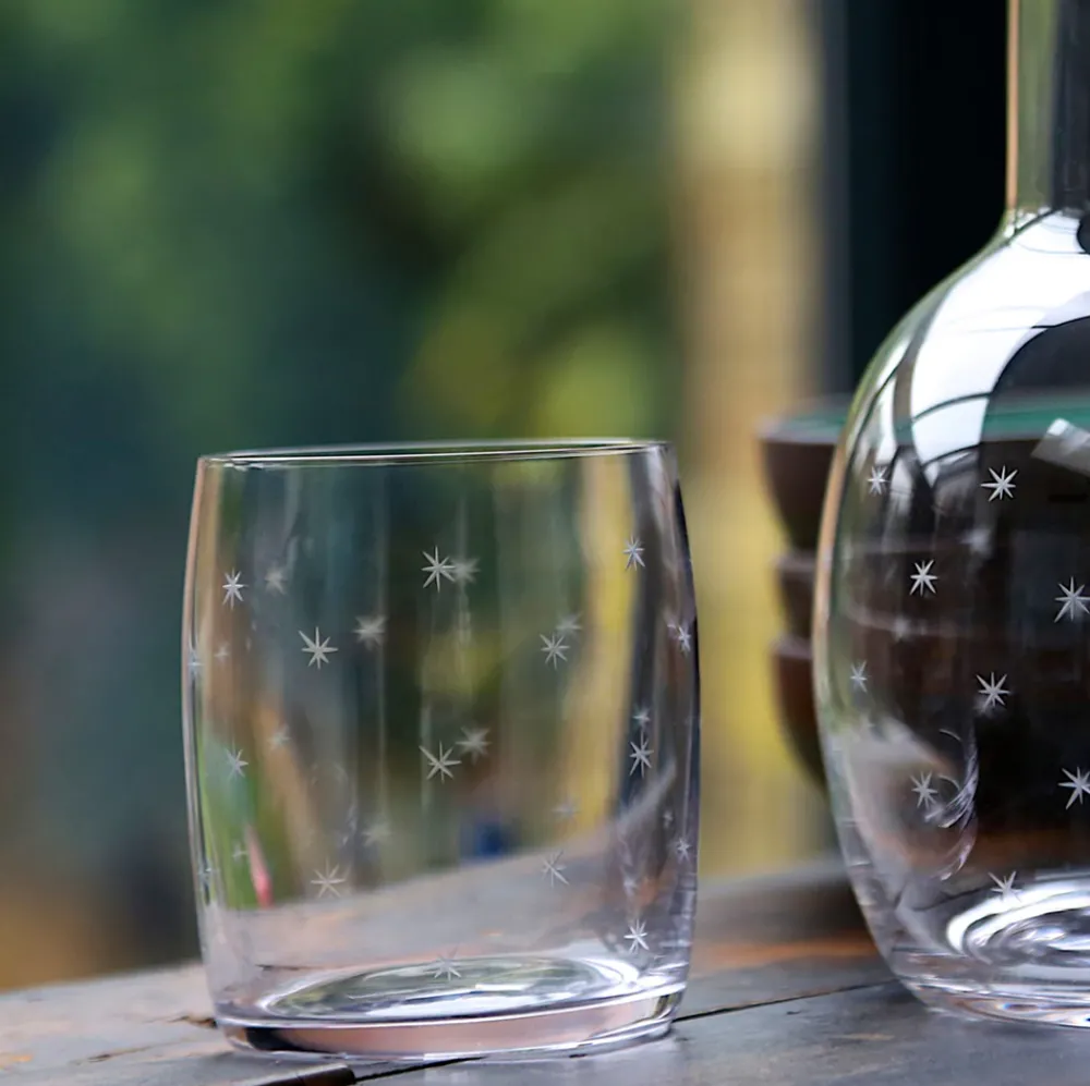 The Vintage List Glassware|Carafe Glasses with Stars Design, Set of Four
