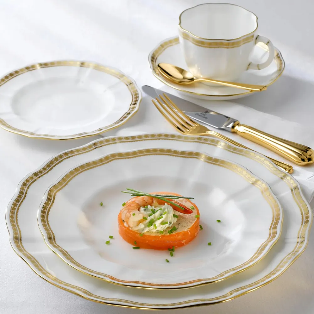 Royal Crown Derby Dinnerware|Carlton Gold Rimmed Soup Bowl
