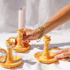 Pomelo Casa Candles|Casa Amarilla Candlestick with Hand-Painted Designs