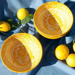 Pomelo Casa Dinnerware|Casa Amarilla Medium Bowl with Hand-painted Designs