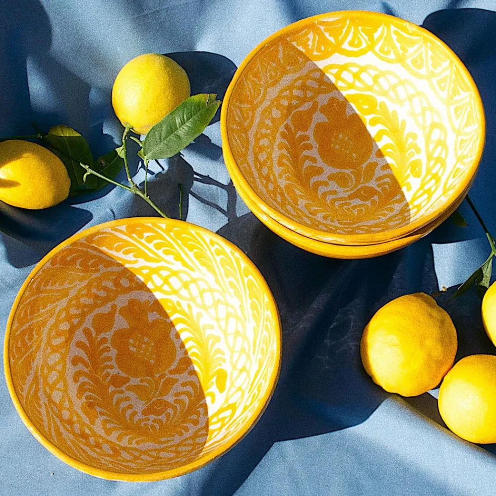 Pomelo Casa Dinnerware|Casa Amarilla Medium Bowl with Hand-painted Designs